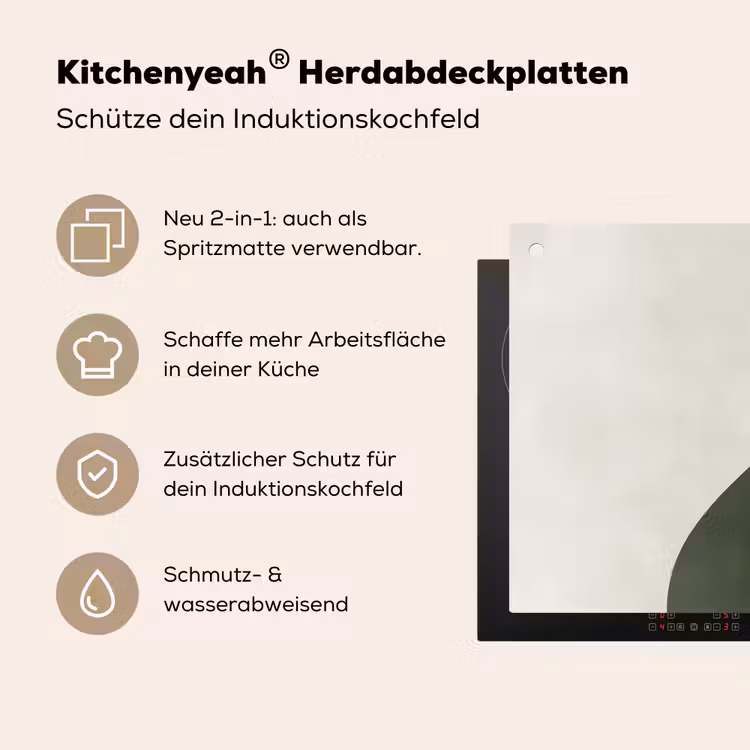 Japandi - Groen - Abstract - Modern Inductie beschemer met haakjes klein -ky-usp-de