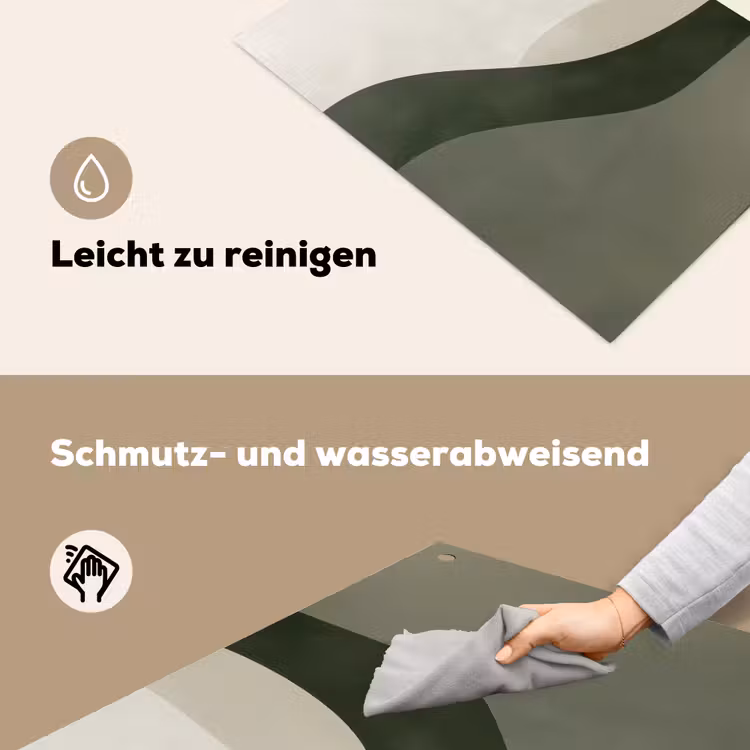 Japandi - Groen - Abstract - Modern Inductie beschemer met haakjes klein -ky-schoon-de