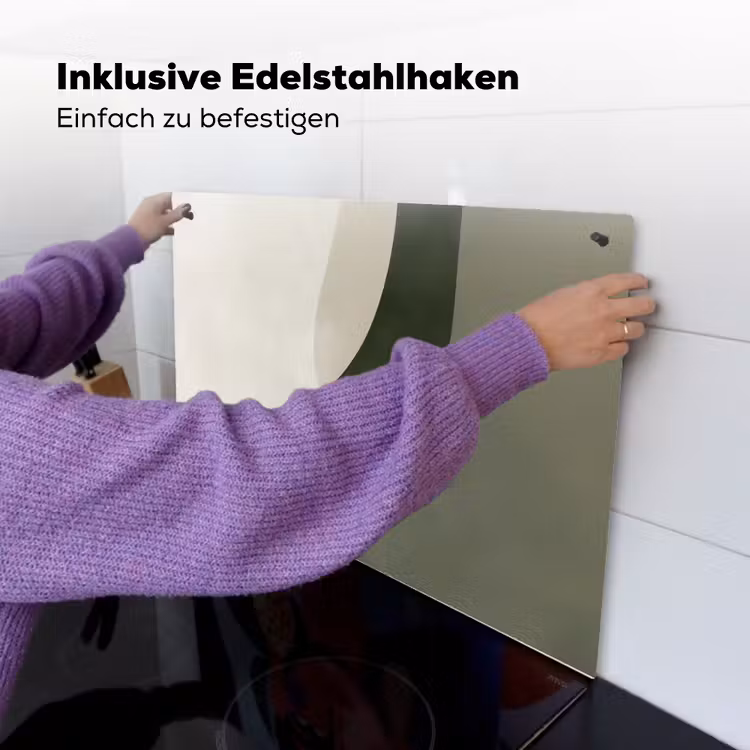 Japandi - Groen - Abstract - Modern Inductie beschemer met haakjes klein -ky-ophangen-de
