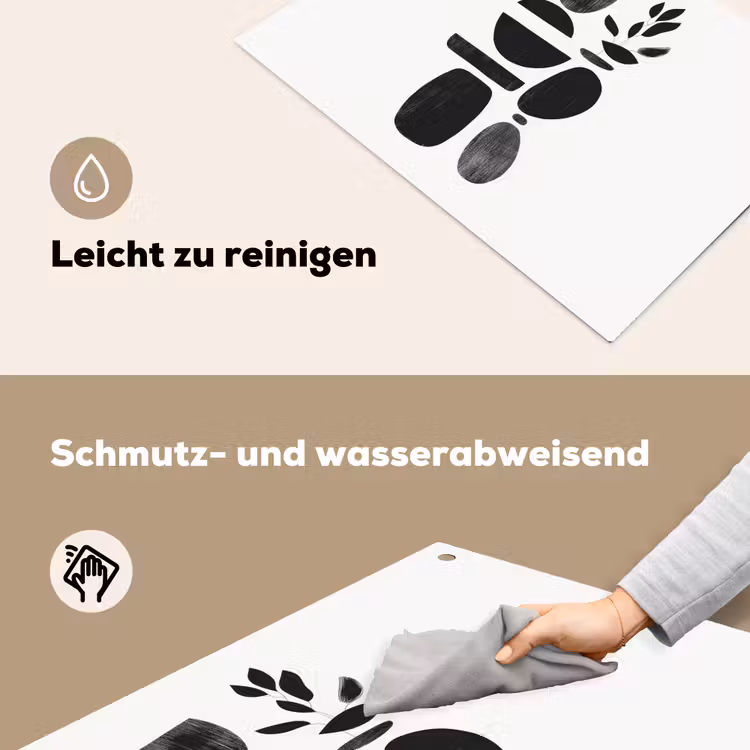 Japandi - Zwart - Abstract Inductie beschemer met haakjes klein -ky-schoon-de