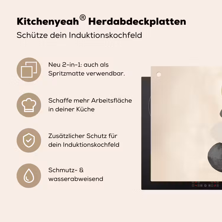 Japandi - Wabi sabi - Beige Inductie beschemer met haakjes klein -ky-usp-de