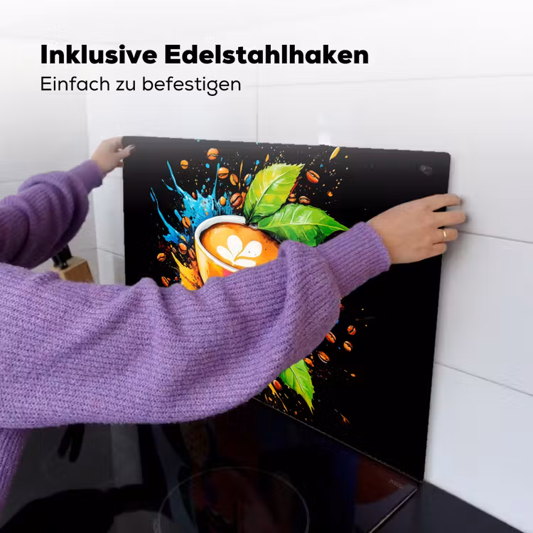 Koffie - Graffiti - Drinken - Abstract Inductie beschemer met haakjes klein -ky-ophangen-de