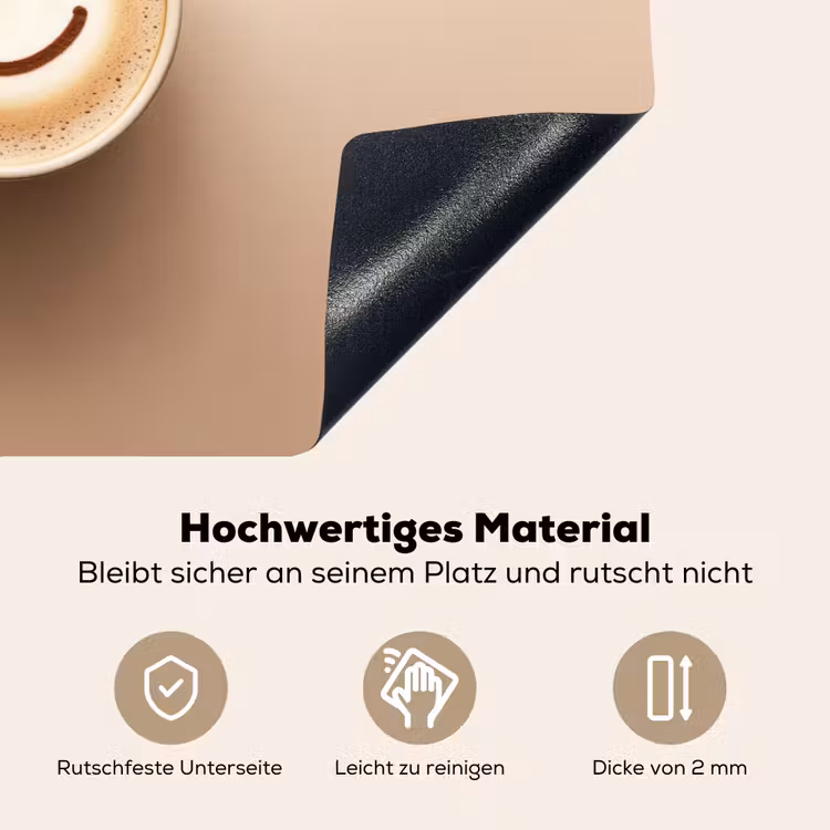 Koffie - Melkschuim - Lach - Beige Inductie beschemer met haakjes klein -ky-onderkant-de
