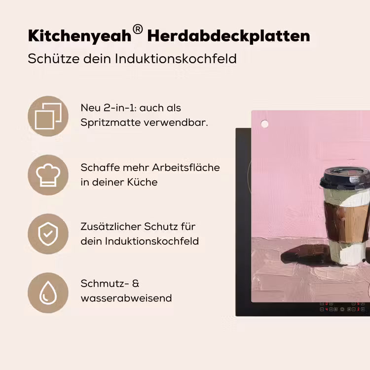 Koffiebekers - Deksel - Verf - Textuur Inductie beschemer met haakjes middel -ky-usp-de