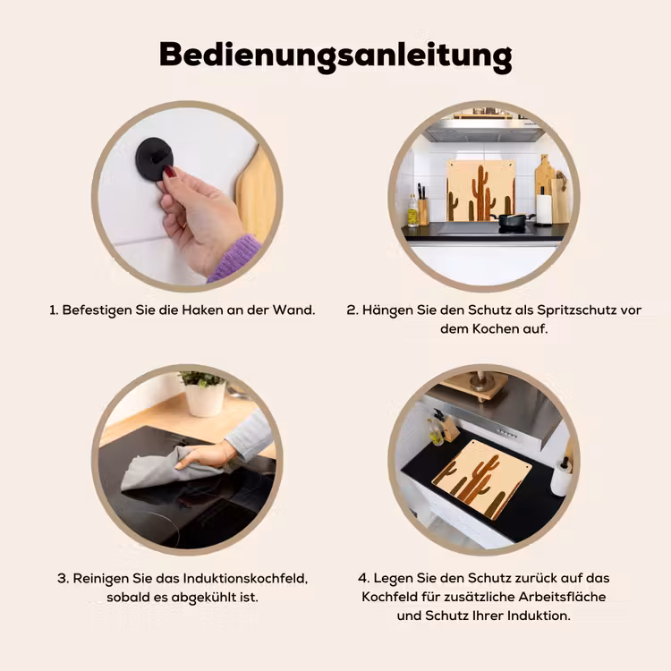 Cactus - Woestijn - Zand - Bruin Inductie beschemer met haakjes middel -ky-gebruik-de