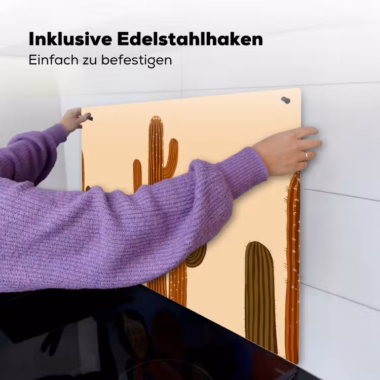 Cactus - Woestijn - Zand - Bruin Inductie beschemer met haakjes middel -ky-ophangen-de