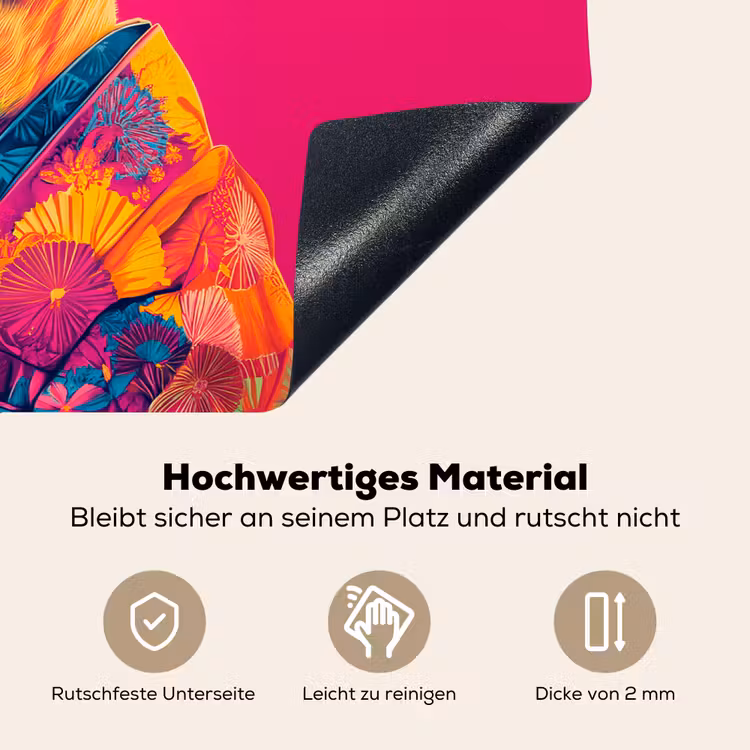 Kameel - Bloemen - Kimono - Waaiers Inductie beschemer met haakjes klein -ky-onderkant-de