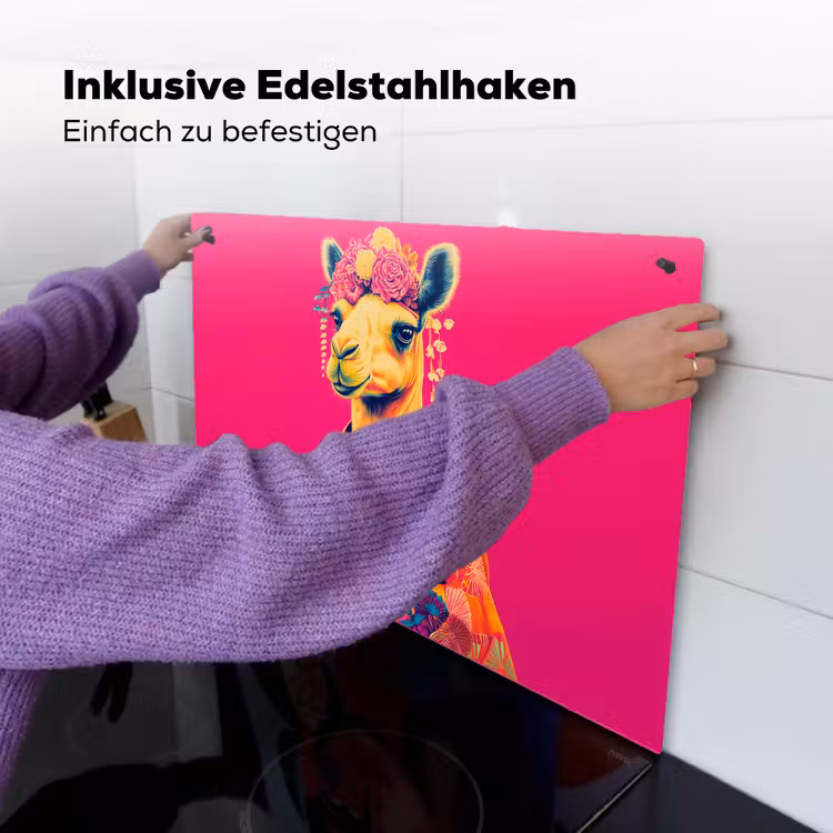 Kameel - Bloemen - Kimono - Waaiers Inductie beschemer met haakjes klein -ky-ophangen-de