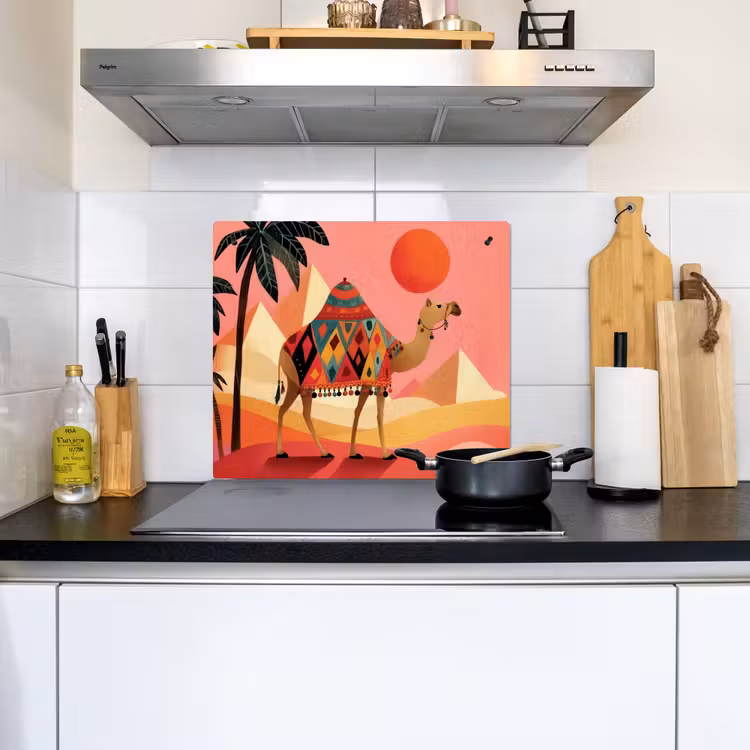 Kameel - Pyramides - Rode zon Inductie beschemer met haakjes middel -sfeer2