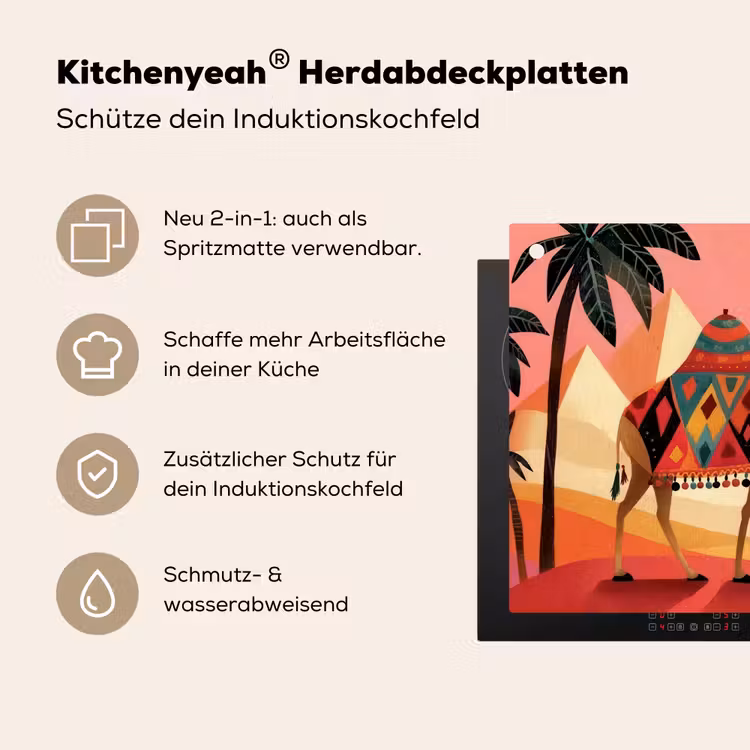 Kameel - Pyramides - Rode zon Inductie beschemer met haakjes middel -ky-usp-de