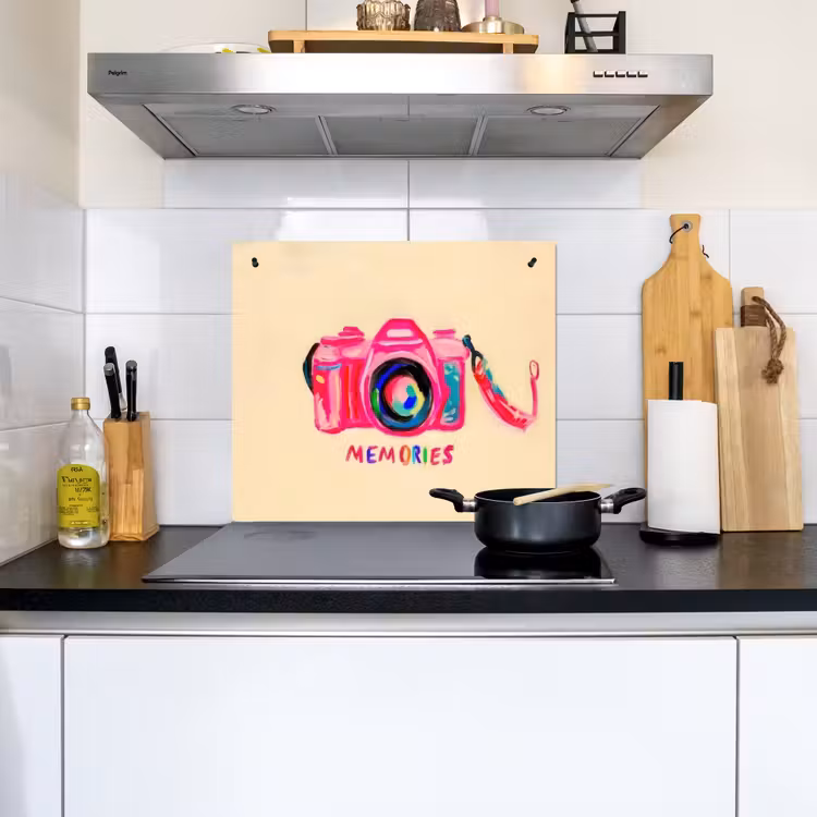 Camera - Memories - Roze - Geschilderd Inductie beschemer met haakjes middel -sfeer2