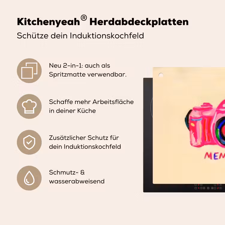Camera - Memories - Roze - Geschilderd Inductie beschemer met haakjes middel -ky-usp-de