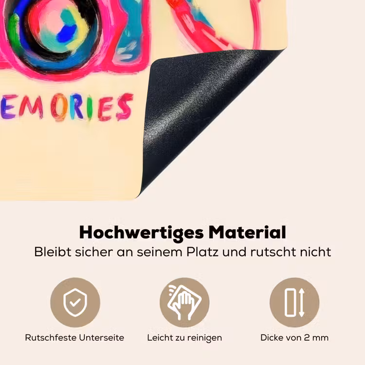 Camera - Memories - Roze - Geschilderd Inductie beschemer met haakjes middel -ky-onderkant-de