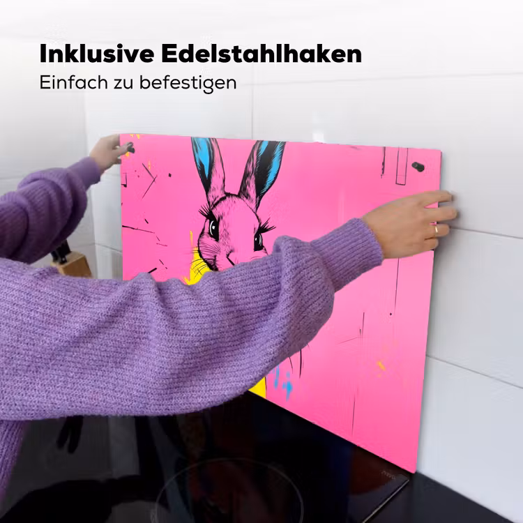 Konijn - Felroze - Sjaal - Abstract Inductie beschemer met haakjes klein -ky-ophangen-de