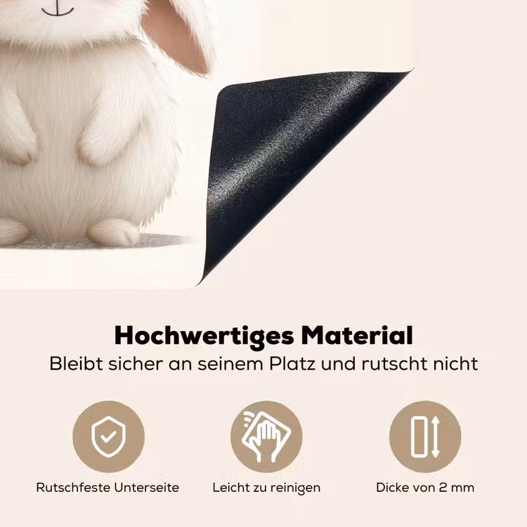 Konijn - Muts - Oren - Beige Inductie beschemer met haakjes middel -ky-onderkant-de