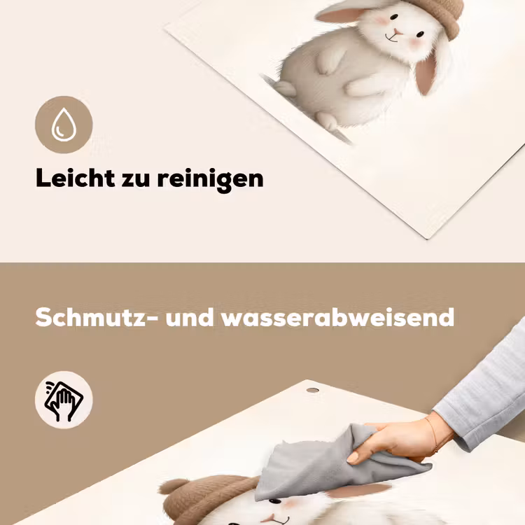 Konijn - Muts - Oren - Beige Inductie beschemer met haakjes middel -ky-schoon-de