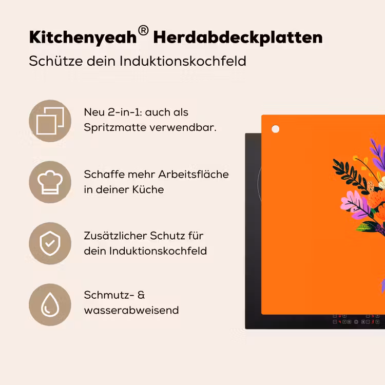 Kaartje - Boeket - Bloemen Inductie beschemer met haakjes klein -ky-usp-de