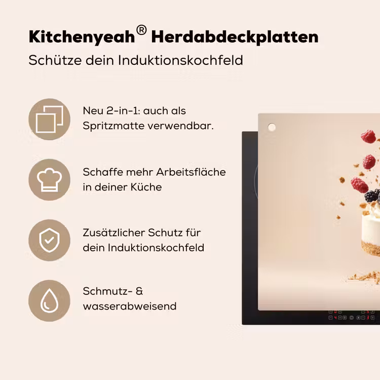 Cheesecake - Eten - Roze - Taart Inductie beschemer met haakjes klein -ky-usp-de
