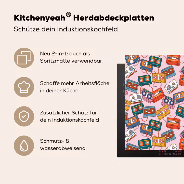 Cassette - Patroon - Roze Inductie beschemer met haakjes klein 777 -ky-usp-de