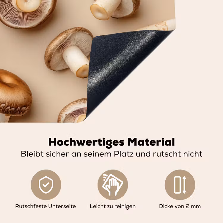 Kastanje Champignons - Beige Inductie beschemer met haakjes klein -ky-onderkant-de