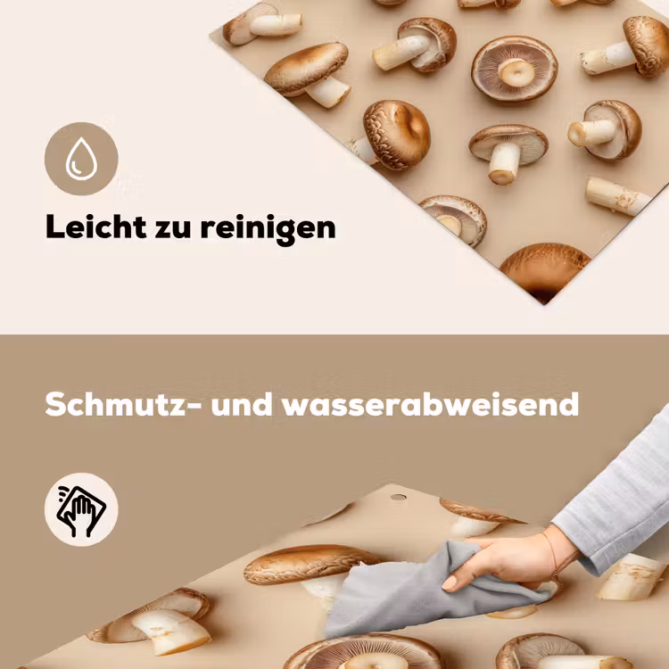 Kastanje Champignons - Beige Inductie beschemer met haakjes klein -ky-schoon-de