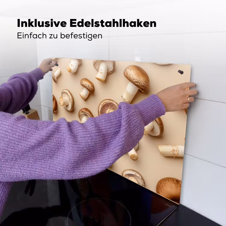 Kastanje Champignons - Beige Inductie beschemer met haakjes klein -ky-ophangen-de