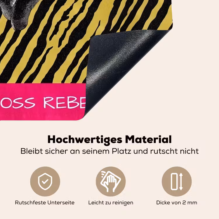 Kat - Baas - Roze - Tijgerprint Inductie beschemer met haakjes middel -ky-onderkant-de