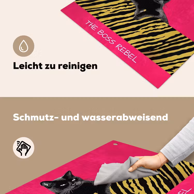 Kat - Baas - Roze - Tijgerprint Inductie beschemer met haakjes middel -ky-schoon-de
