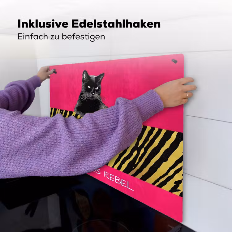 Kat - Baas - Roze - Tijgerprint Inductie beschemer met haakjes middel -ky-ophangen-de