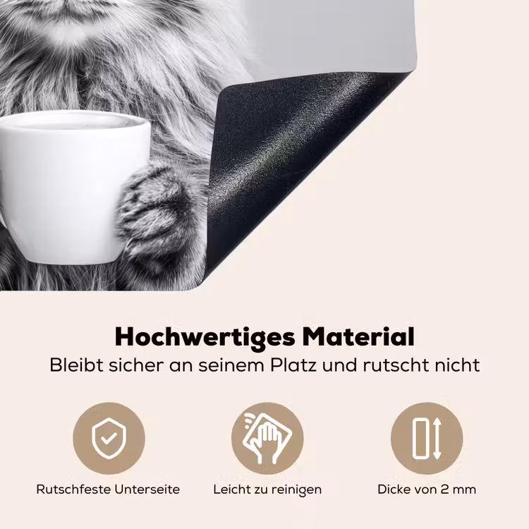 Kat - Bril - Mok - Pluizig Inductie beschemer met haakjes middel -ky-onderkant-de