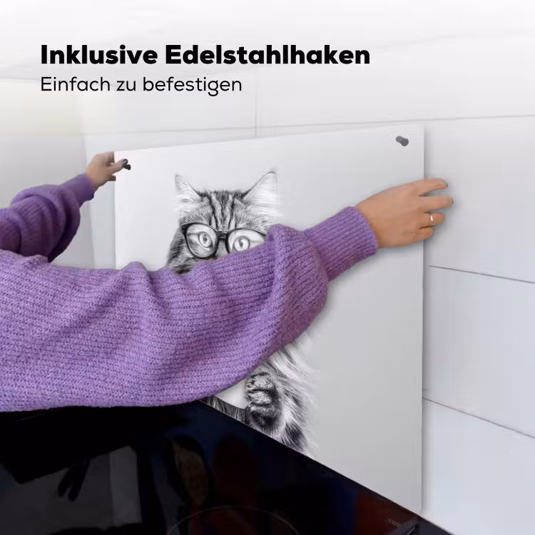 Kat - Bril - Mok - Pluizig Inductie beschemer met haakjes middel -ky-ophangen-de