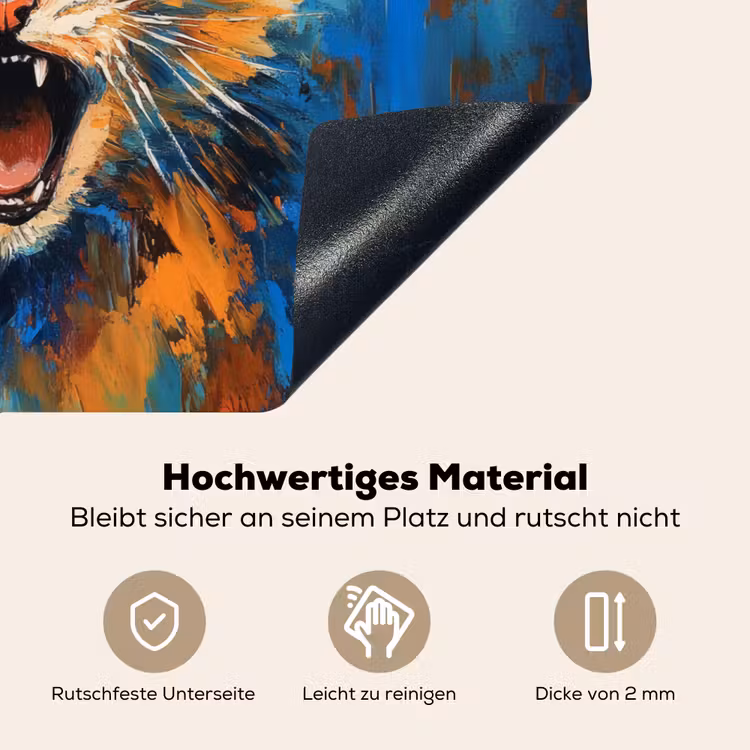 Kat - Kleurrijk - Oranje - Blauw Inductie beschemer met haakjes klein -ky-onderkant-de