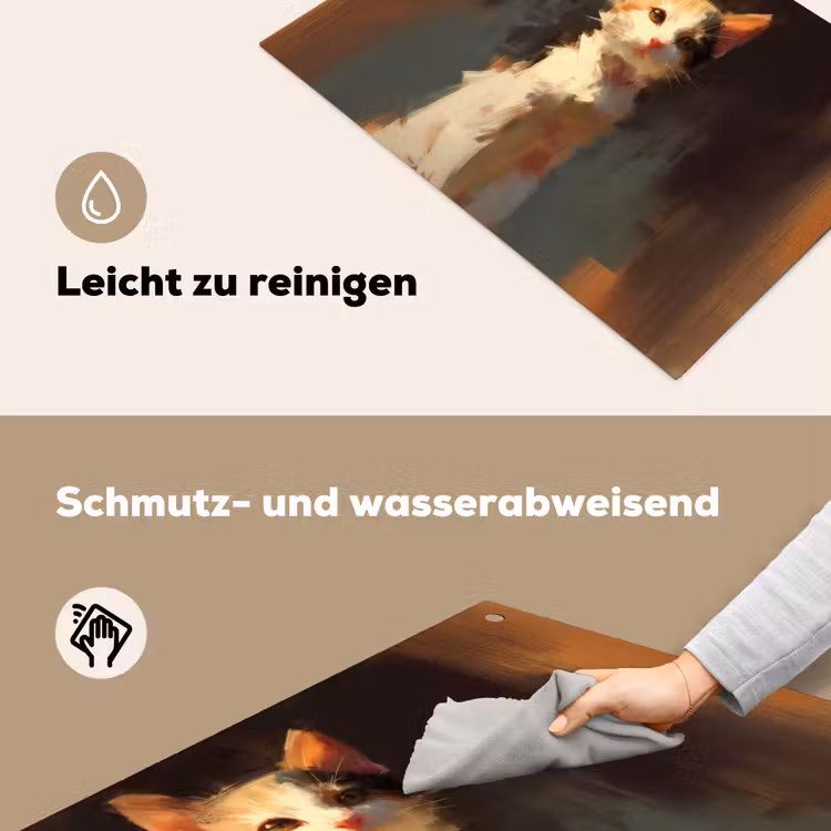 Kat - Geschilderd - Artistiek - Wit Inductie beschemer met haakjes klein -ky-schoon-de