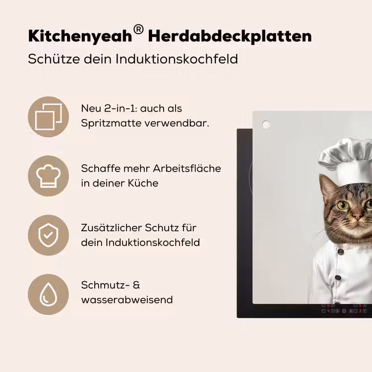 Kat - Hond - Kokskleding Inductie beschemer met haakjes klein -ky-usp-de