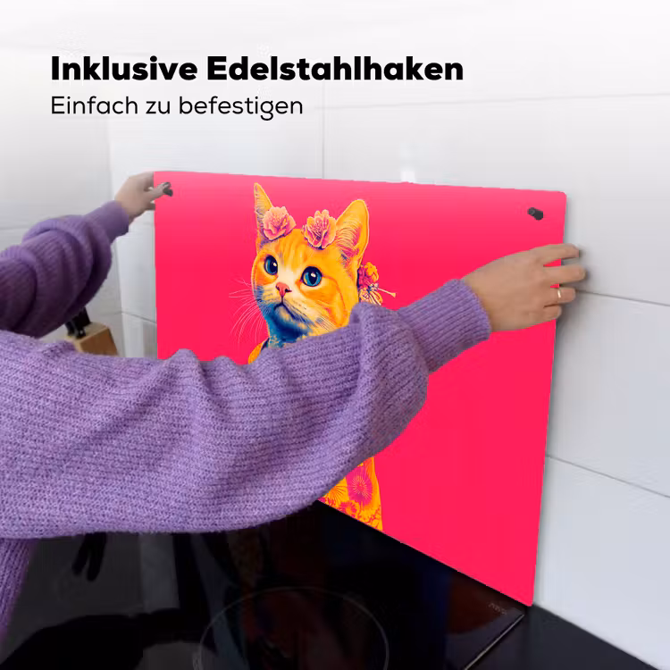 Kat - Kimono - Bloemen - Roze Inductie beschemer met haakjes klein -ky-ophangen-de