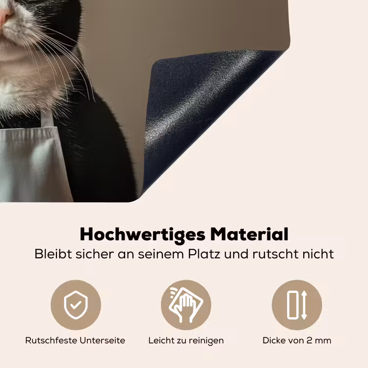 Kat - Kokskleding - Zwart - Wit Inductie beschemer met haakjes klein -ky-onderkant-de