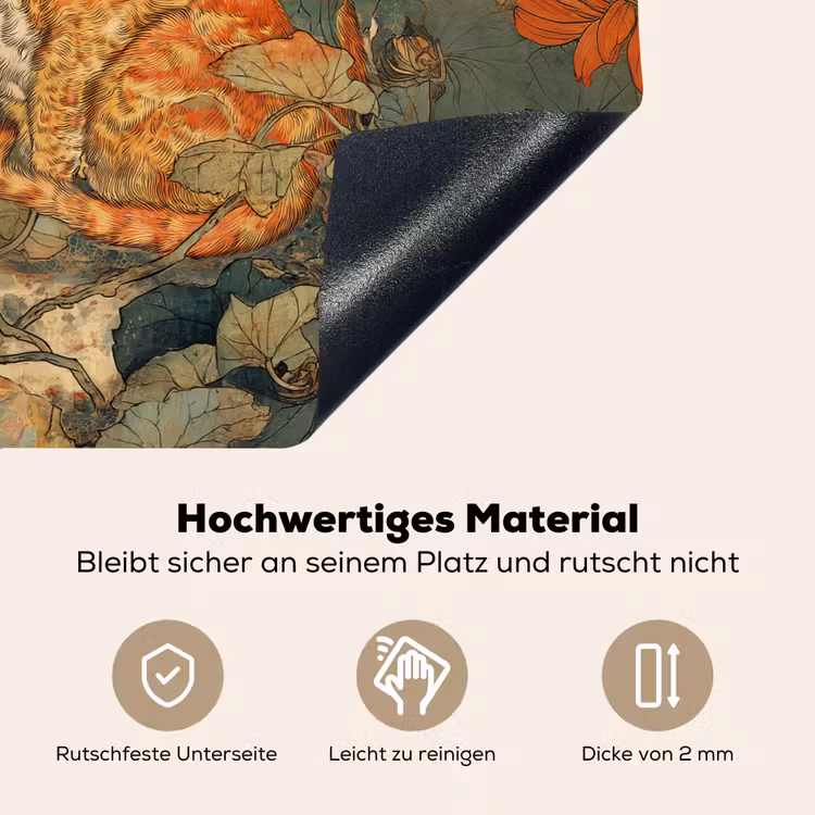 Kat - Sierlijk - Bloemen Inductie beschemer met haakjes middel -ky-onderkant-de