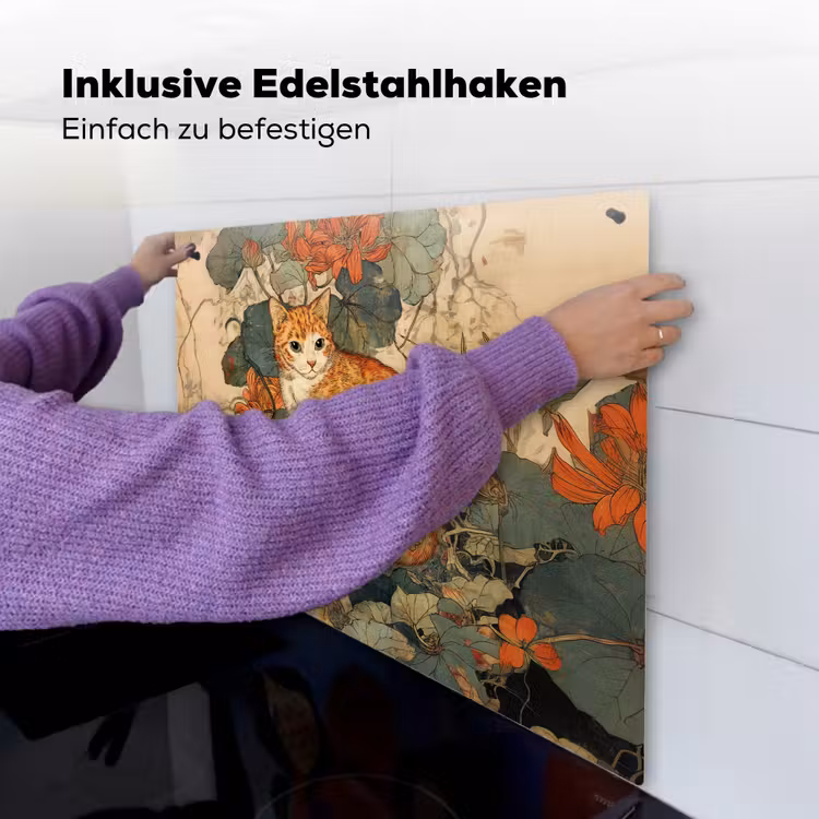 Kat - Sierlijk - Bloemen Inductie beschemer met haakjes middel -ky-ophangen-de