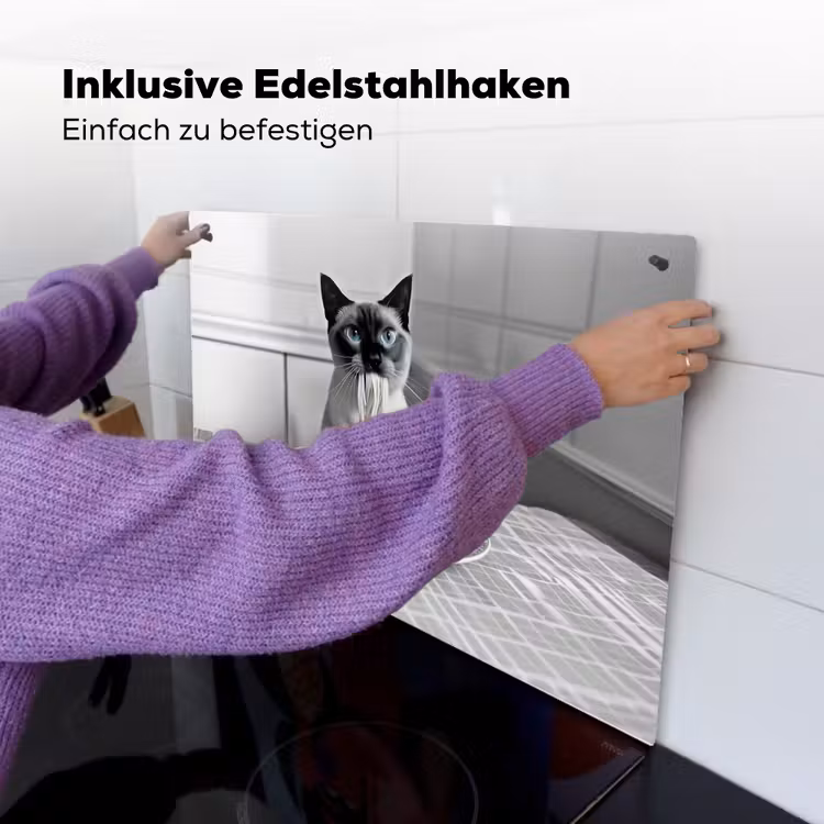 Kat - Siamees - Zwart Wit - Schattig - Dieren Inductie beschemer met haakjes klein -ky-ophangen-de