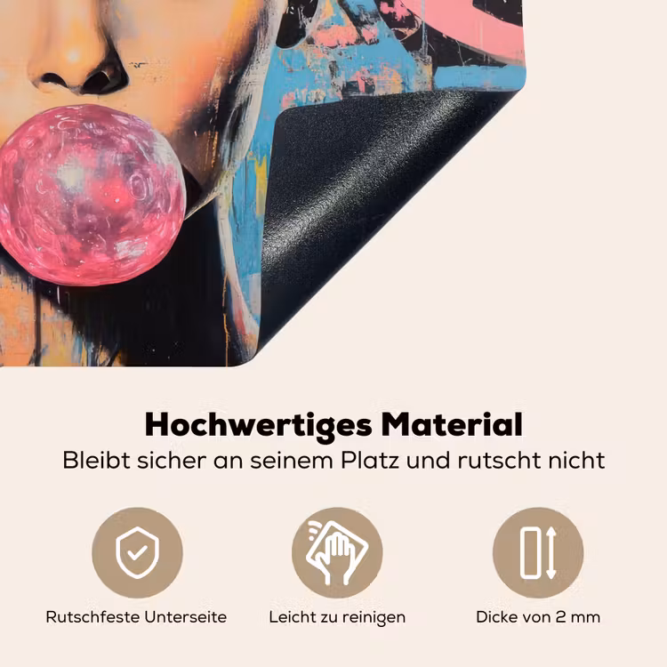 Kauwgom - Vrouw - Penseelstreken - Modern Inductie beschemer met haakjes middel -ky-onderkant-de