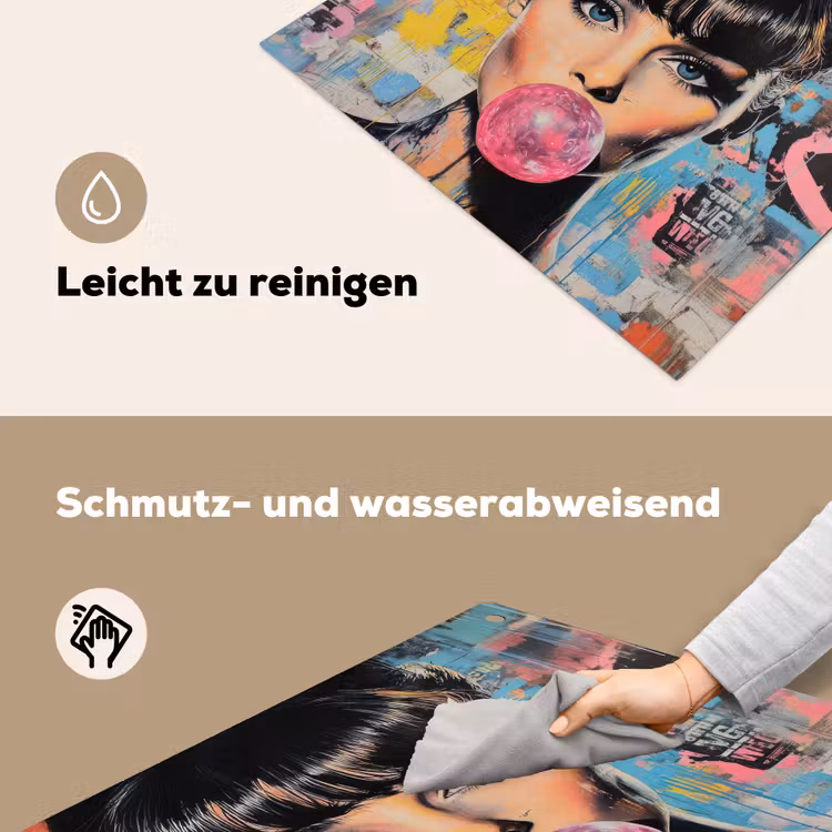 Kauwgom - Vrouw - Penseelstreken - Modern Inductie beschemer met haakjes middel -ky-schoon-de