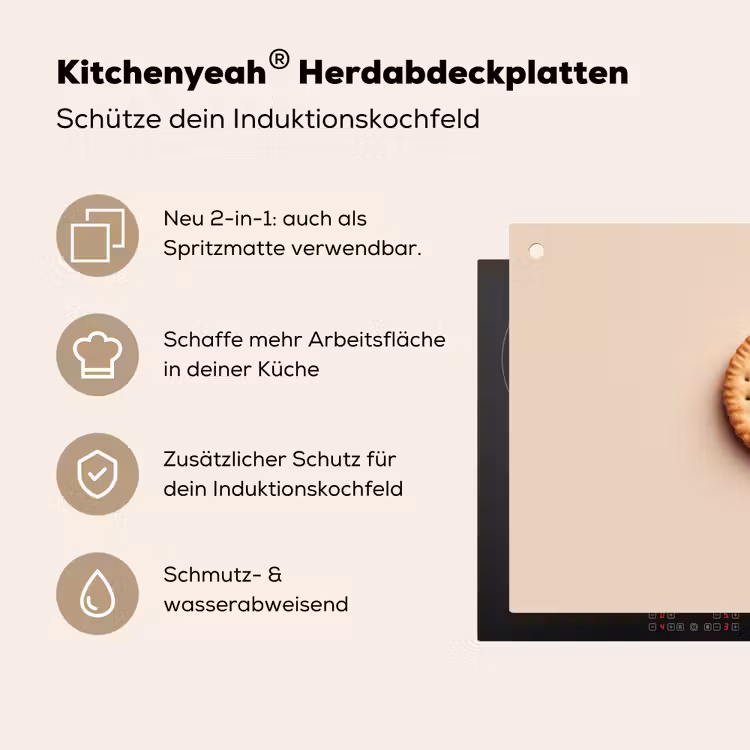 Koekje - Kruimels - beige Inductie beschemer met haakjes klein -ky-usp-de