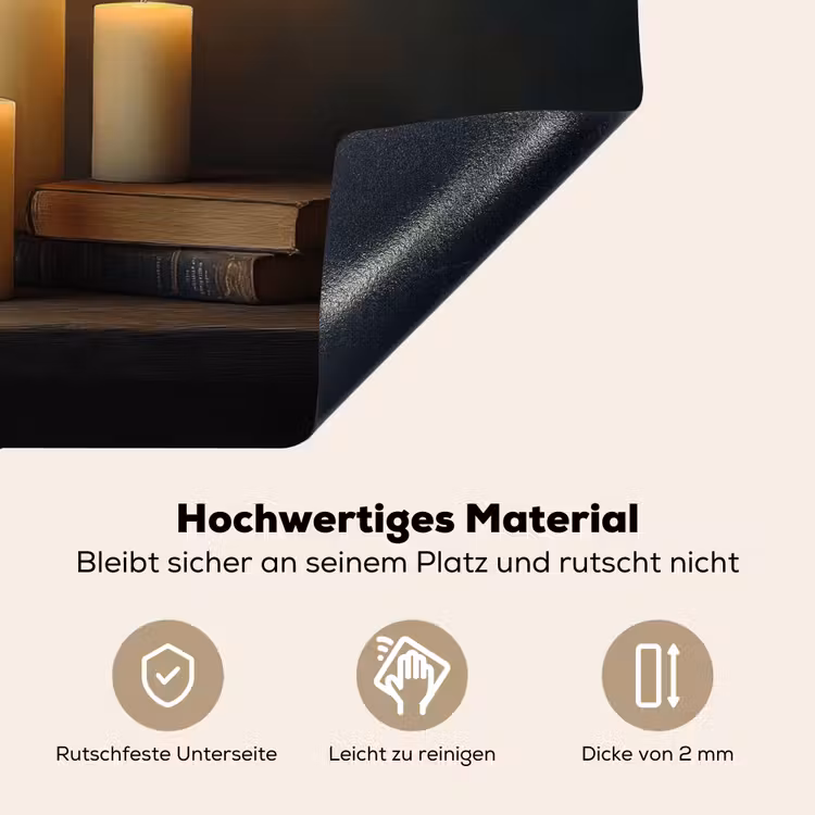 Kaarsen - Stilleven - Rustiek - Boeken Inductie beschemer met haakjes klein -ky-onderkant-de
