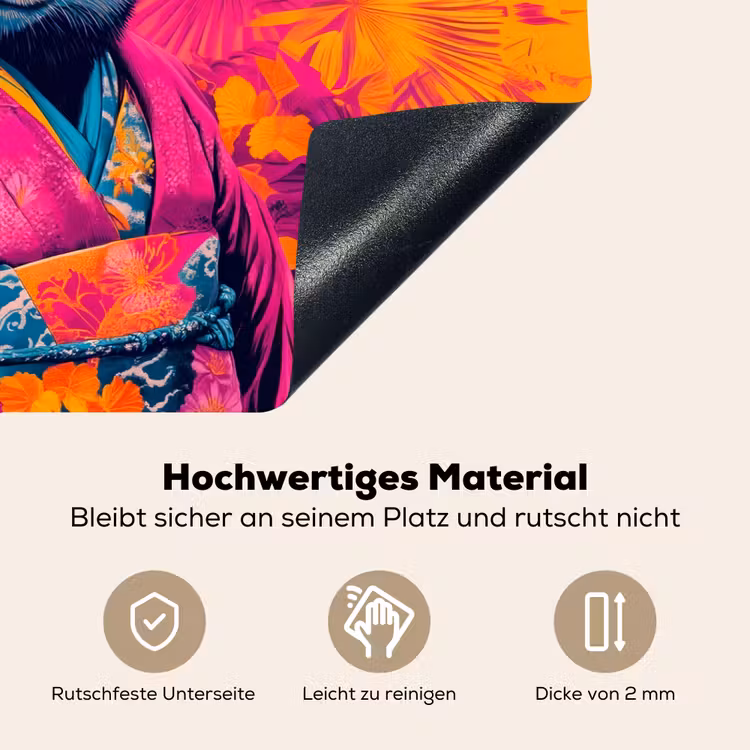 Kimono - Roze - Panda - Bloemenkroon Inductie beschemer met haakjes klein -ky-onderkant-de