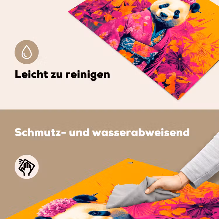 Kimono - Roze - Panda - Bloemenkroon Inductie beschemer met haakjes klein -ky-schoon-de