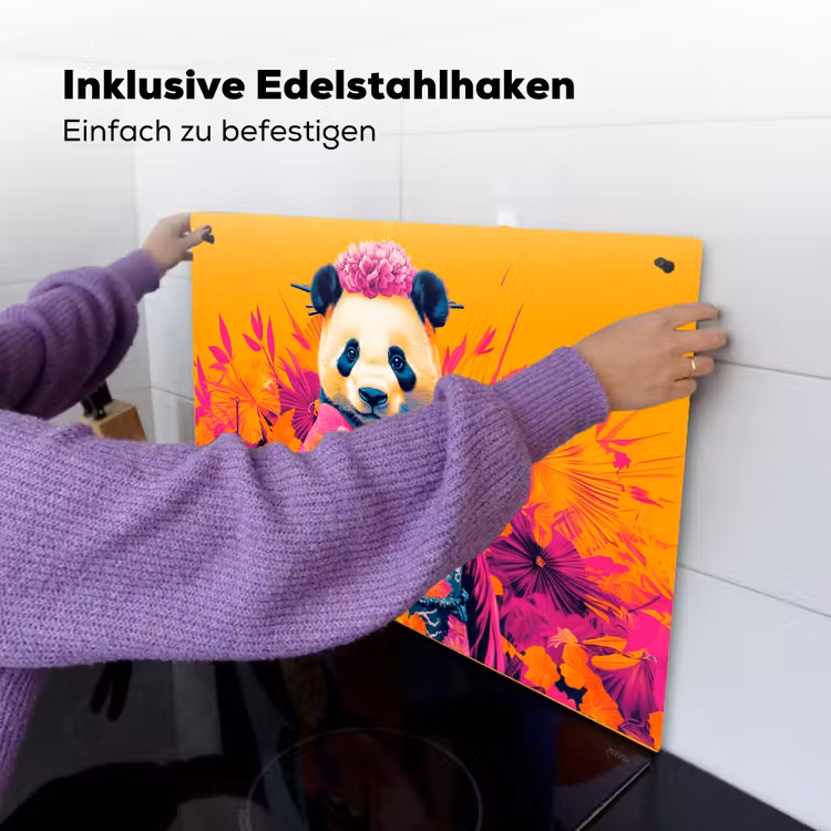 Kimono - Roze - Panda - Bloemenkroon Inductie beschemer met haakjes klein -ky-ophangen-de