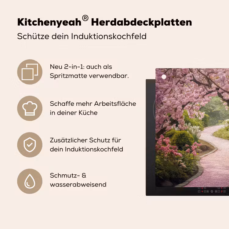 Kersenbloesem - Natuur - Sakura - Pad - Japanse tuin Inductie beschemer met haakjes middel -ky-usp-de