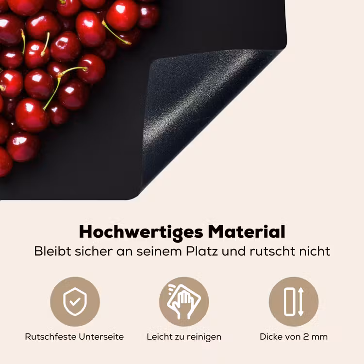 Kersen - Hart - Rood - Zwart Inductie beschemer met haakjes klein -ky-onderkant-de