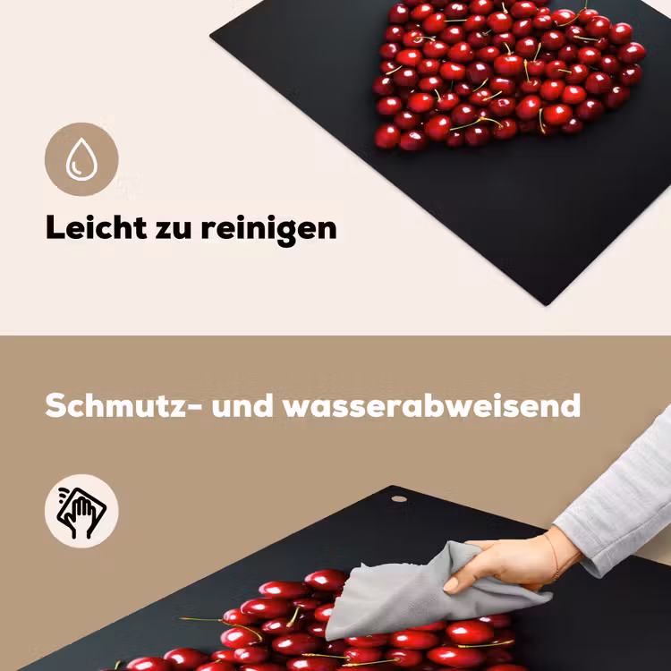 Kersen - Hart - Rood - Zwart Inductie beschemer met haakjes klein -ky-schoon-de