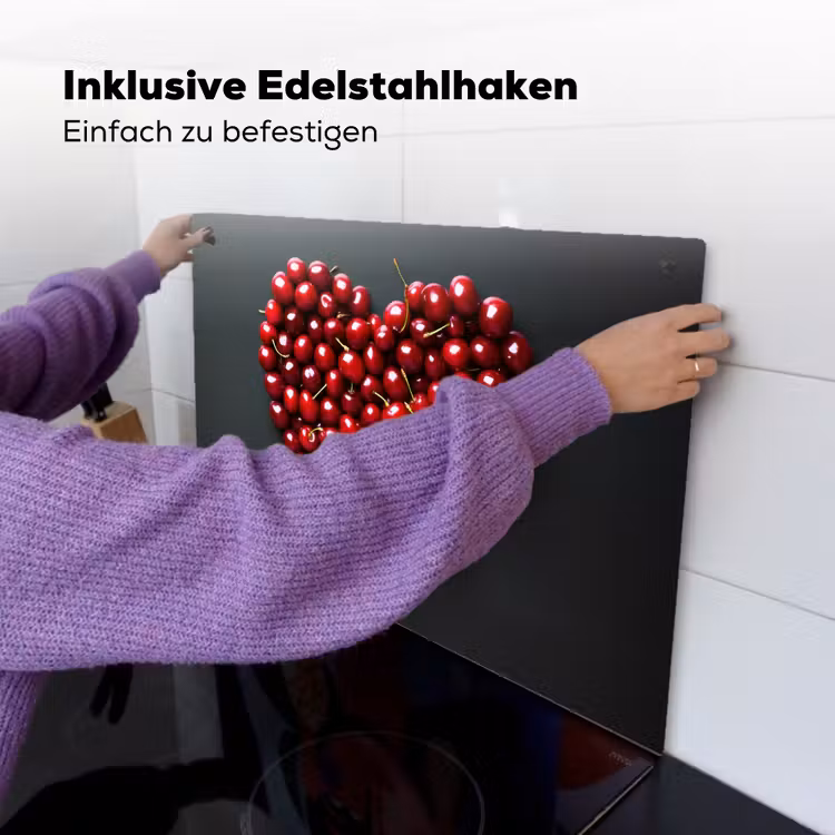Kersen - Hart - Rood - Zwart Inductie beschemer met haakjes klein -ky-ophangen-de